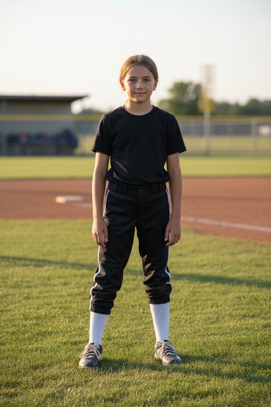 Champro Girls Softball Pants Small Black White Piping Youth Baseball Fastpitch